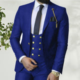 Riolio Costume Homme Italian Business Slim Fit 3 Pieces Royal Blue Men's Suits Groom Prom Tuxedos Groomsmen Blazer for Wedding