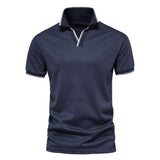 Riolio V Neck Polo Shirts for Men Solid Color Short Sleeve Classic Mens Polos New Summer Polo Shirt Men Clothing