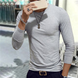 Spring Summer Period Long Sleeve Cultivate Ones Morality Men's T-shirt O-neck Solid Polyester T Shirt Men Red Blue Black