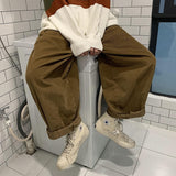 Khaki Corduroy Wide Leg Pants for Men Oversize Wide Leg Trousers Baggy Wide Pants Men Vintage Streetwear Hip Hop