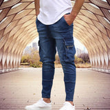 New Men's Slim Fit Stretch Jeans Casual Fashion Multi Pocket Denim Trousers Everyday Men's Jeans Street Work Hip Hop Pants