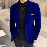 Riolio Spring Velvet Blazer Men Fashion Casual Blazer Men Wedding Groom Singer Costume Slim Blazer Formal Brand Dress Homme 5XL-M