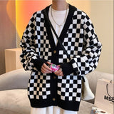 Riolio Autumn Winter Fashion Man Solid Retro Plaid Casual Men's Loose Tess Cool Boys Knitted Sweater Button Cardigan Coat Warm Sweater