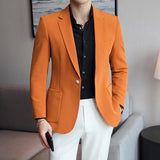 Riolio New Arrival Spring Orange Blazers For Men Slim Fit Groom Wedding Suit Jacket Classic 5XL Plus Size Mens Casual Suit Jacket