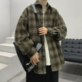 New Plaid Shirt For Men Harajuku Vintage Loose Unisex Casual Blouses Japanese Style Male Cardigan Clothing