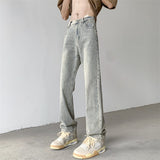Washed Vintage Men's Jeans Fashion Brand Straight-leg Hip Hop Streetwear Man Denim Trousers Casual Male Pants