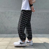 Riolio Men's Classic Plaid Chain Pants Wide Leg Pants Harem Pants Street Hip Hop Loose Casual Fashion Pants men hip hop clothes