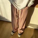 Riolio Summer Men's Casual Pants Loose Ice Silk Pants Simple and Comfortable Home White Casual Pants Baggy Sports Pants Black Gray Pink