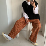 Riolio Summer Plaid Pants Men S-3XL Casual Straight Trousers for Male/Female Harajuku Hip-hop Pants