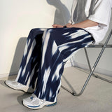 Riolio Black Tie-dye Wide-leg Pants Men's Summer Loose Straight Ice Silk Drape Casual Pants Korean Style Pleated Pants Men Y2k