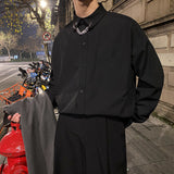 New Men Clothing Korean Fashion Luxury Satin Sexy Shirt Men Long Sleeve Business Button Up Shirt Loose Formal Blouse