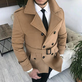 Riolio New Men's Double Breasted Woolen Coat Winter Trench Coat Long Male's Overcoat High Quality Man Wool Jackets Outdoor Windbreaker