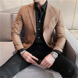 Riolio British Style Business Casual Suit Jacket Men Fashion High Sense Bright Face Slim Fit Blazers Wedding Party Dress Blazer