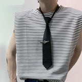 Riolio Casual Fashion Style Tops New Men Loose Design Tank Tops Streetwear All-match Stripe Shoulder Pad Sleeveless Vests S-5XL