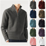 Winter Mens Cashmere Zipper Basic Sweater Men's Fleece Thicker Sweater Half Zipper Turtleneck Warm Pullover Male Slim Outer Wear