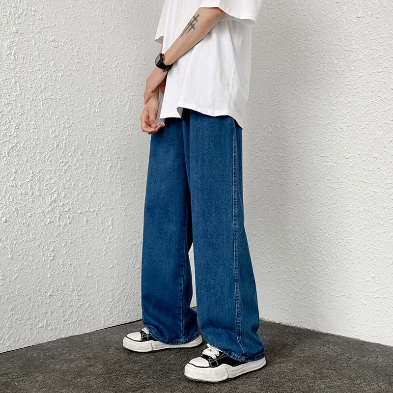 2023 Autumn Mens Casual Baggy Jeans Korean Fashion Loose Straight Wide Leg  Pants With Washed Denim Streetwear Style Denim Trousers Mens A14 From  Shuimitaoo, $20.53