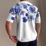 Riolio Men's Floral Printed T-shirt Summer Short Sleeve Fashion O Neck Slim Tees for Men Casual Streetwear S-5XL Vintage Leisure