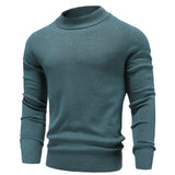 New Winter Men's Mock Neck Sweater Fashion Solid Color Warm Knitted Pullovers Men Casual Elastic Sweaters Male Autumn Knitwear