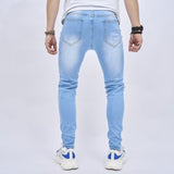 Men Spring Stylish Skinny Ripped Pencil Jeans Pants Holes Solid Slim Male Casual Denim Trousers