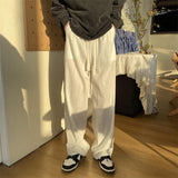 Riolio Summer Men's Casual Pants Loose Ice Silk Pants Simple and Comfortable Home White Casual Pants Baggy Sports Pants Black Gray Pink