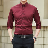 Korean Style Handsome Casual 3/4 Sleeve Buttoned Men's Shirt