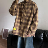 Riolio Autumn Plaid Shirt Men Fashion Retro Oversized Casual Shirts Men Streetwear Korean Loose Long Sleeve Shirt Mens Plus Size M-5XL