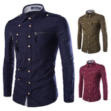 Riolio Large Size Recommended Slim Long Sleeve Shirt Men's Shirt Complex Multi Button Shirt