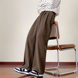 Riolio Japanese Vintage Drape Pants Men Spring Summer Korean Coffee Color Suit Pants Loose Straight Casual Pants Button Trousers S-3XL