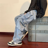Riolio Spring Autumn Trousers y2k baggy jeans for men Wide leg Pants Pockets Elastic Waist Streetwear Loose comfortable Pants