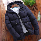 Riolio Autumn Winter Warm Parkas Male Long Sleeve Hooded Zip Korean Slim Solid Coats Outwear