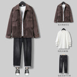 Riolio Spring and Autumn Corduroy Jacket Men's Korean-style Fashionable Loose Casual Lathers