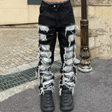 Ropa Grunge Y2K Streetwear Baggy Stacked Ripped Jeans Pants Men Clothing Straight Washed Blue Denim Trousers Pantaloni Uomo
