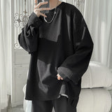Oversized Mens Long Sleeve Tees Round Neck Casual Unisex Solid Color T-shirts Fashion Designer Brand Male Tops
