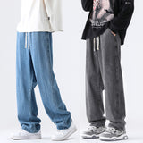 Riolio M-5XL Teenage Jeans Appear Slim and Loose Fitting Casual and Versatile Sportswear Pants Straight Leg Trendy Jeans