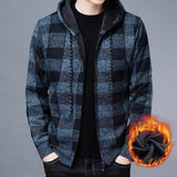 Winter New Men's Fleece Thickened Cardigan Knit Sweater / Male Loose Warm Hooded Add Wool Jacket Coat