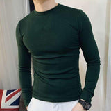 Spring Autumn Stretch O-neck Long Sleeve Solid Youth Tight Undershirt Men Clothing Long Sleeve Tees Oversized Tee Men T Shirt