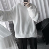 Riolio Oversize Sweatshirt Solid Color Lamb Hair O-Neck Long Sleeve Men's Sweatshirt Korean Fashion Loose Hoodies Streetwear Harajuku