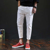 White Jeans Men Ripped Harem Denim Distressed Pants Spring Summer Male Plus Size 38 40 42 Boys Cowboy Trousers