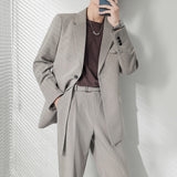Fashion Men's Loose Casual Suits Korean Version Big Breasted Suit Jacket Business Casual Suit Jacket   grey white black