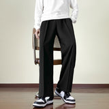 Riolio Japanese Vintage Drape Pants Men Spring Summer Korean Coffee Color Suit Pants Loose Straight Casual Pants Button Trousers S-3XL