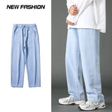 Riolio New Spring Men's Loose Casual Jeans Korean Version Hip Hop High Street Straight Pants Blue Black Light Blue