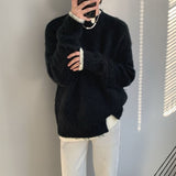 Riolio New Harajuku Fake Two-piece Sweaters Men Woolen Autumn and Winter Japanese Casual Loose Christmas Sweater for Men Pullovers