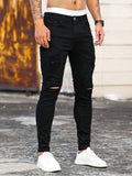 Riolio Streetwear Fashion Black Ripped Skinny Jeans Men Slim Hip Hop Denim Trousers New Spring Casual Jeans for Men Jogging Jean Homme