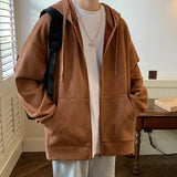 Men's Fashion Zip Up Hoodies Zipper Sweatshirt Harajuku Oversized Long Sleeve Casual New Coat Hooded Sweatshirt Jackets