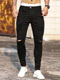 Riolio Streetwear Fashion Black Ripped Skinny Jeans Men Slim Hip Hop Denim Trousers New Spring Casual Jeans for Men Jogging Jean Homme