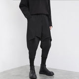 Men Harem Pants Pleated Design Neutral Cold wind Harajuku Simple Fashion Casual High Street  Irregular stereo cut Streetwear