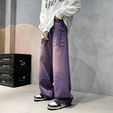 Riolio Purple Wide Jeans for Men Ins Fashion Hip Hop Denim Trousers Vintage Casual Pants Streetwear Oversized Bottoms Male Y2K Clothes
