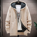 Autumn and Winter men's wool jacket new jacket plush thickened classic vintage cardigan Hoodie casual loose tops