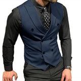 Riolio Navy Blue/White Male Suits Vest Wedding Clothing Party Wear Men Waistcoat Tailored Fashion Design Double-Breasted Peaked Lapel