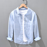 Spring New Long Sleeve Shirts for Men 100% Pure Linen Plus Size Comfortble Casual Button Up Hemp Shirt Men Fashion Clothing